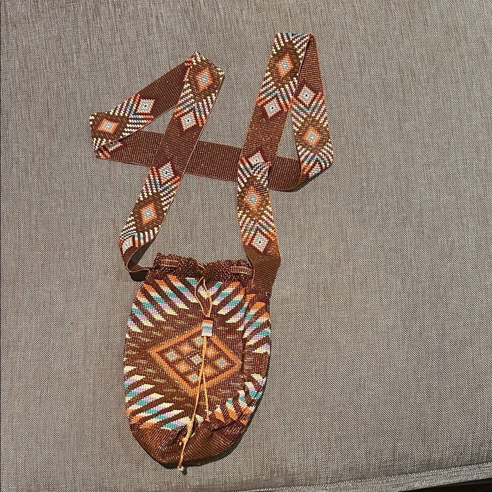Handmade Beaded Crossbody Bag | Geometric Ethnic Design | Boho Statement Purse